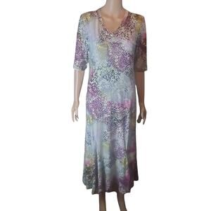 Attitudes By Renee Como Jersey Animal Print Midi Dress S Modest Travel Pockets